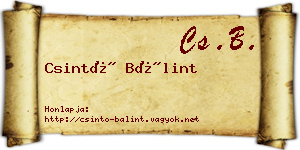 Csintó Bálint névjegykártya